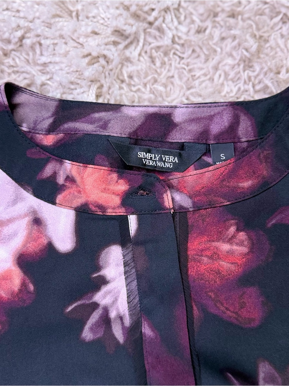 Simply Vera Vera Wang Floral High Low Midi Dress Small Short Sleeve Black - Picture 3 of 10